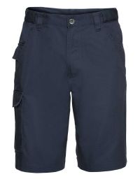 Kurze Arbeitshose Herren dunkelblau mit Cargotasche – robuste Shorts für Handwerk und Montagearbeiten